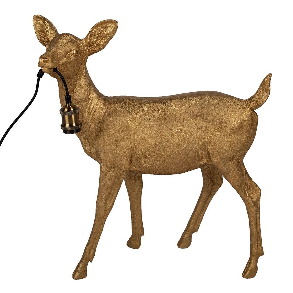 Zlatá stojací lampa ve tvaru srnky Deer - 62*29*70 cm E27/max 1*40W Clayre & Eef - LaHome - vintage dekorace