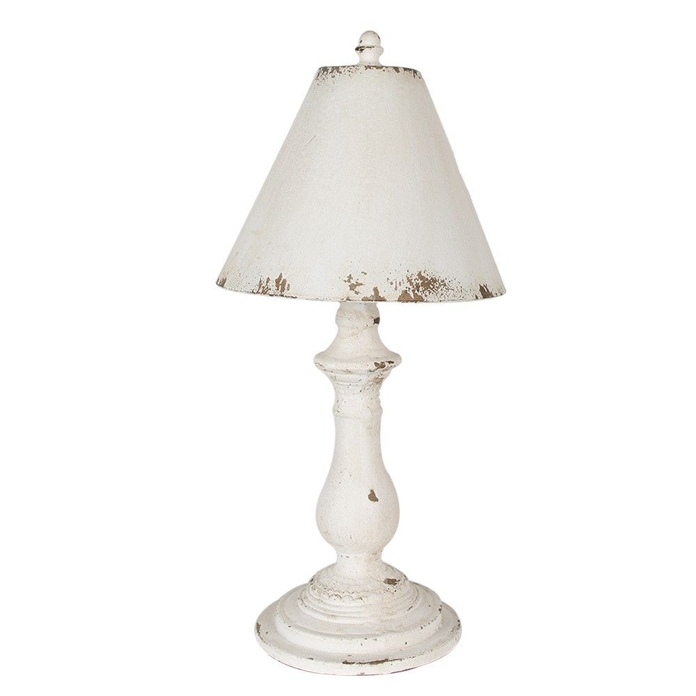 Bílá vintage stolní lampa Hillae - Ø 26*55 cm E27/max 1*60W Clayre & Eef - LaHome - vintage dekorace