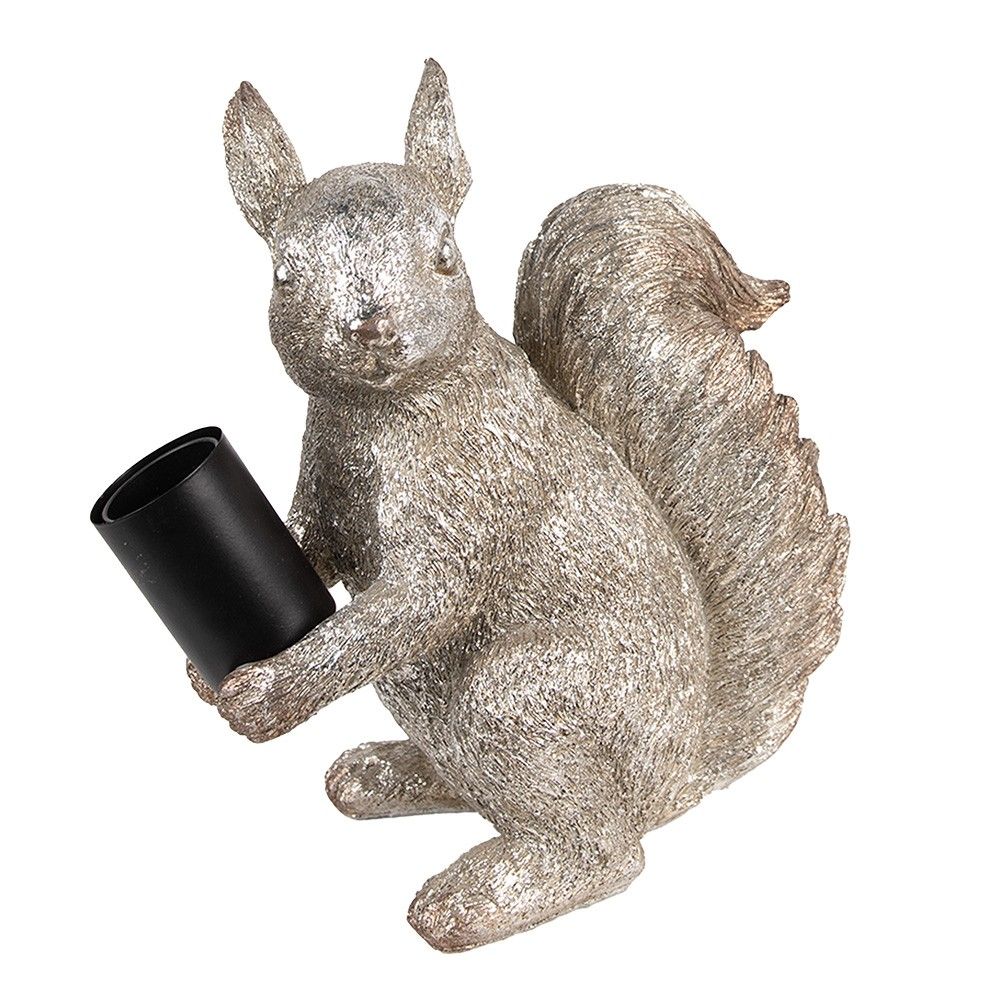 Stříbrná stolní lampa veverka Squirrel - 24*12*25 cm E27/max 1*60W Clayre & Eef - LaHome - vintage dekorace