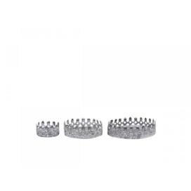 Set 3ks zinkový antik kovový svícen Lace Crown - Ø 4,5*2,5 / Ø 8*3/ Ø 10*3cm Chic Antique