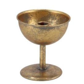 Zlatý antik kovový svícen na noze Dhaka gold - Ø 12*13 cm daan kromhout