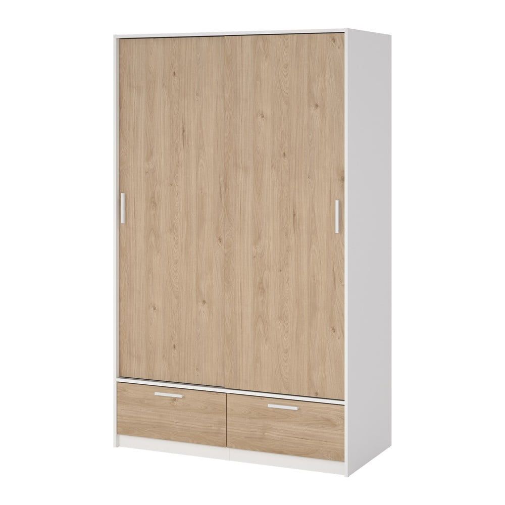 Šatní skříň v dekoru dubu s posuvnými dveřmi v bílo-přírodní barvě 121x200 cm Line – Tvilum - Bonami.cz