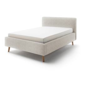 Béžová čalouněná dvoulůžková postel s úložným prostorem a roštem 140x200 cm Mattis – Meise Möbel