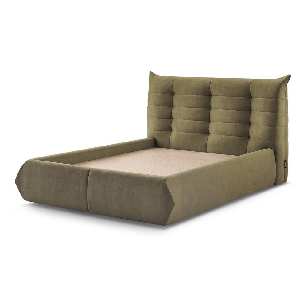Tmavě zelená čalouněná dvoulůžková postel s úložným prostorem s roštem 180x200 cm Clothilde – Bobochic Paris - Bonami.cz