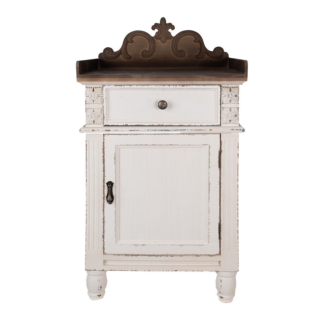 Bílý dřevěný noční stolek - 48*39*89 cm Clayre & Eef - LaHome - vintage dekorace