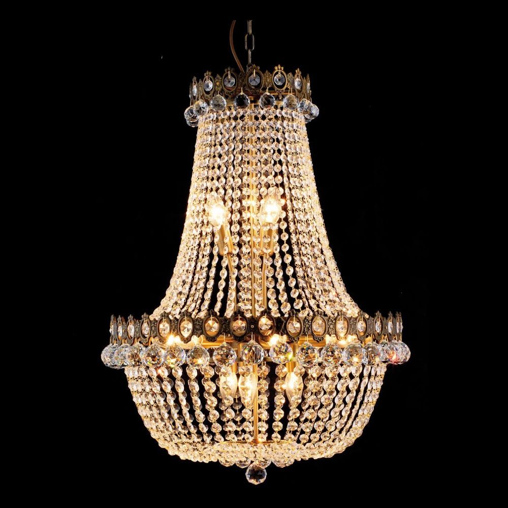 Zlatý křišťálový lustr - Ø 60*85/200 CM Clayre & Eef - LaHome - vintage dekorace