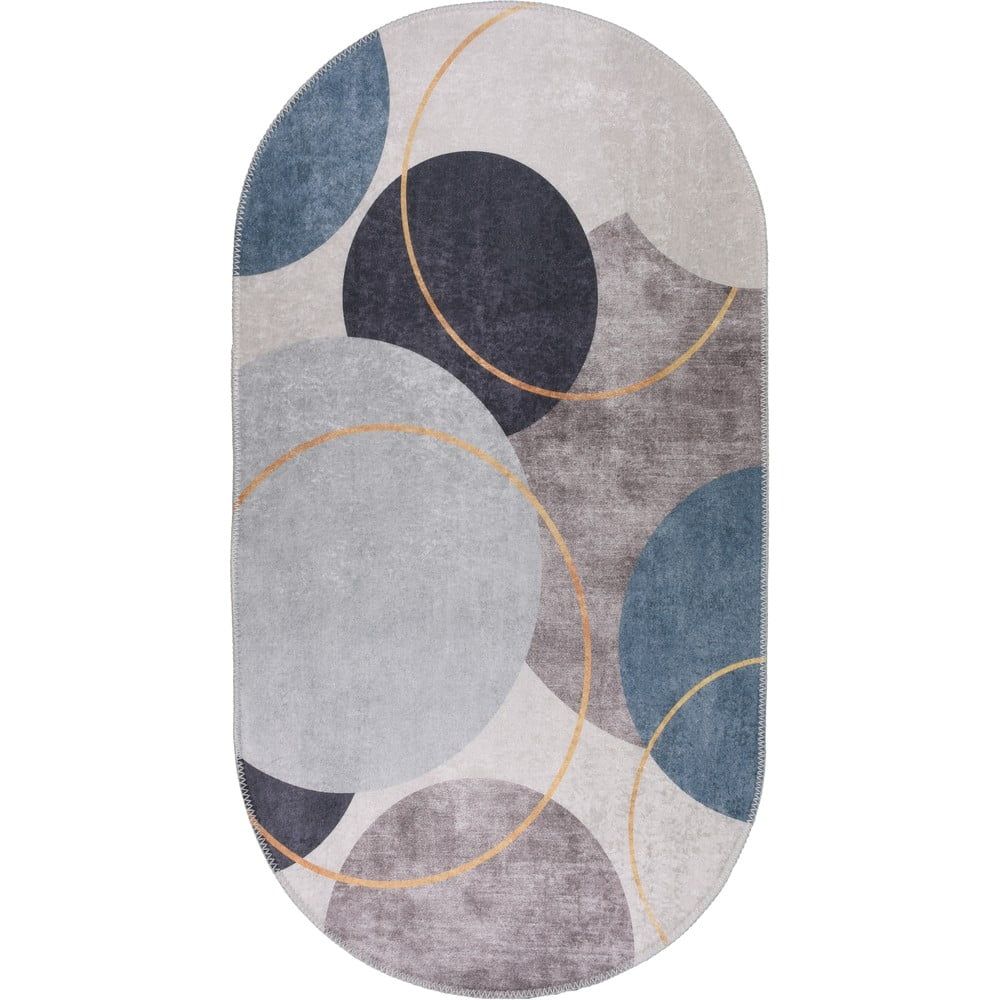 Modro-šedý pratelný koberec 80x120 cm Oval – Vitaus - Bonami.cz