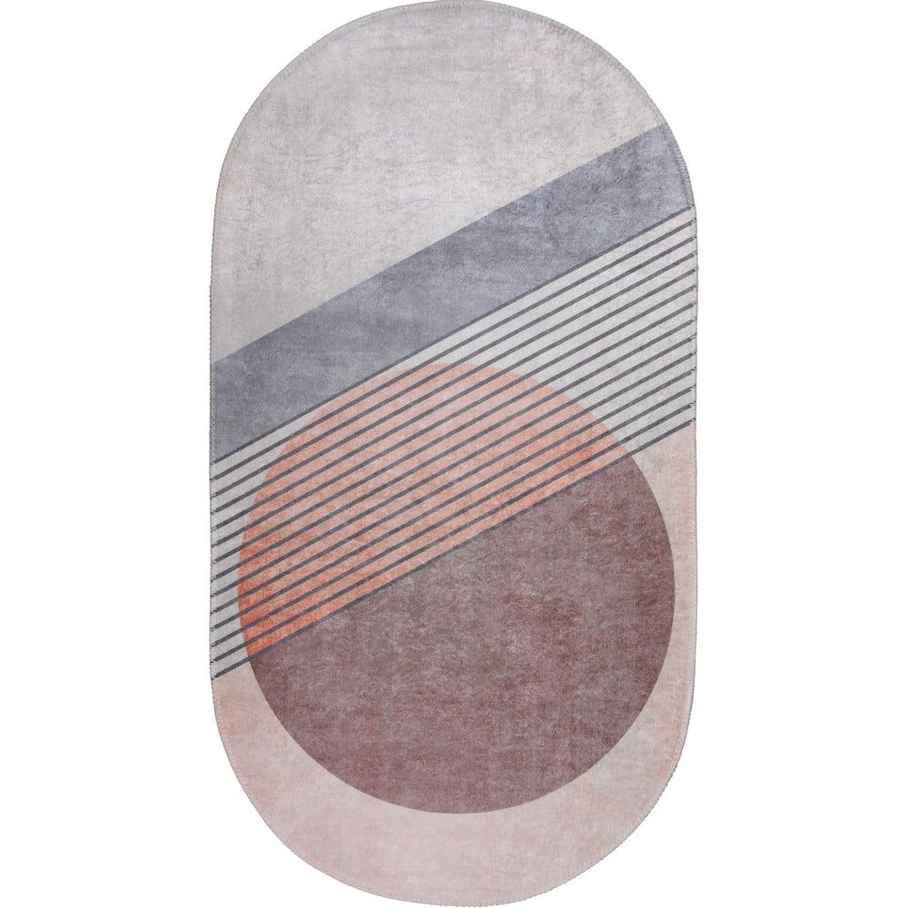 Pratelný koberec ve světle růžovo-šedé barvě 60x100 cm Oval – Vitaus - Bonami.cz