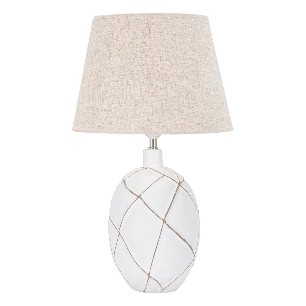 Stolní lampa s textilním stínidlem v bílo-krémové barvě (výška 60 cm) Lines – Mauro Ferretti - Bonami.cz