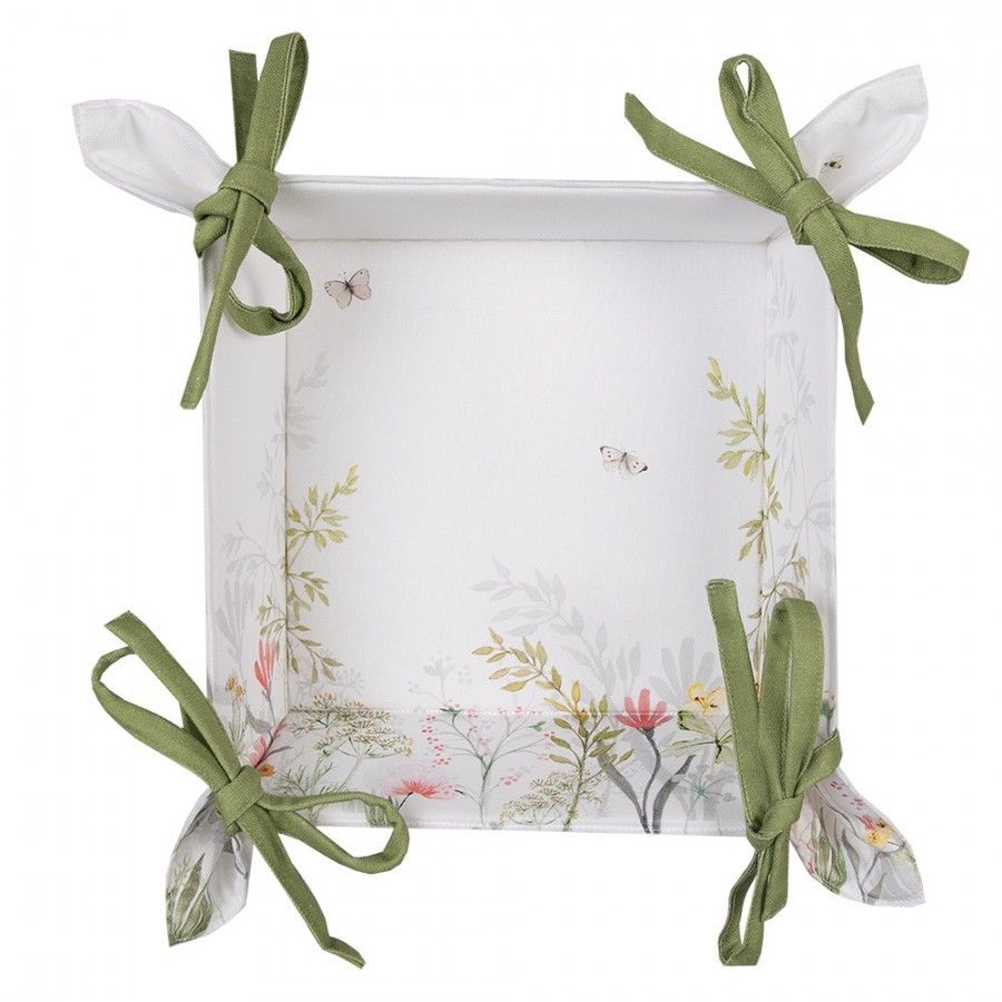 Bavlněný košík na pečivo s lučními květy Wildflower Fields - 35*35*8 cm Clayre & Eef - LaHome - vintage dekorace