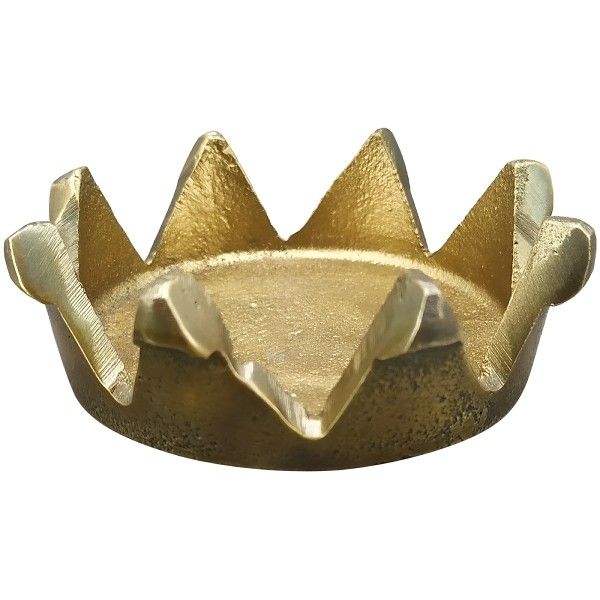 Mosazný antik kovový svícen ve tvaru koruny Crown - Ø 8,5*3cm Exner - LaHome - vintage dekorace