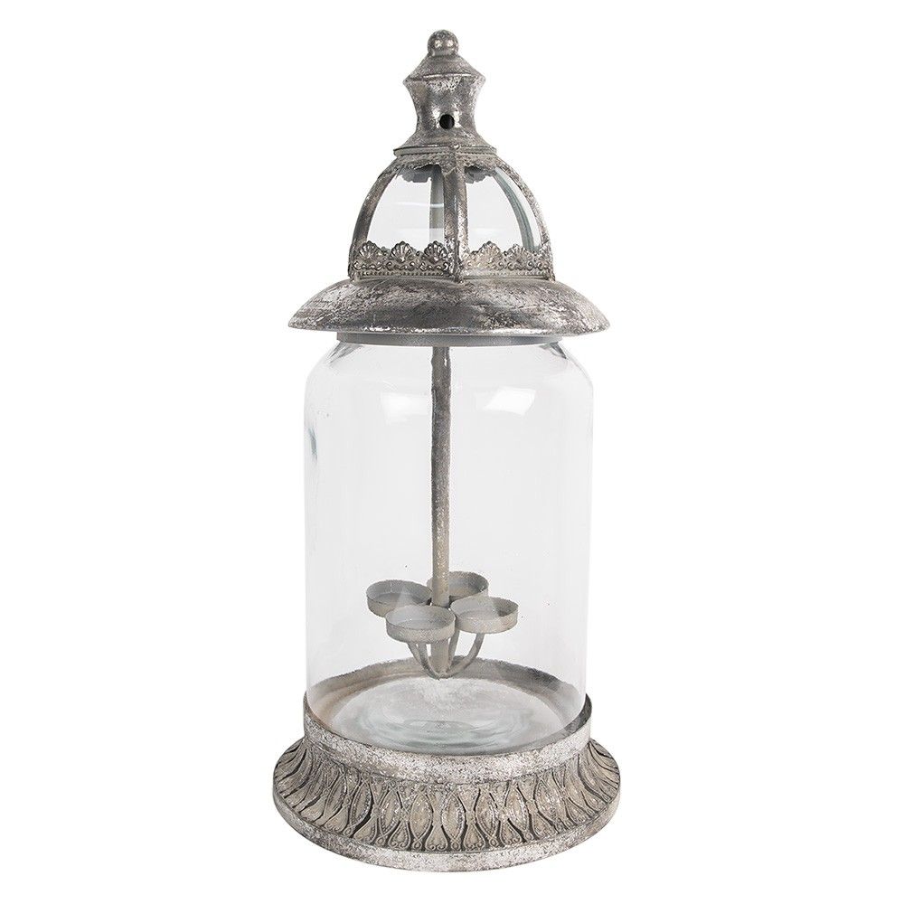 Stříbrný antik svícen / lucerna na 4 čajové svíčky Jean - Ø 21*44 cm Clayre & Eef - LaHome - vintage dekorace