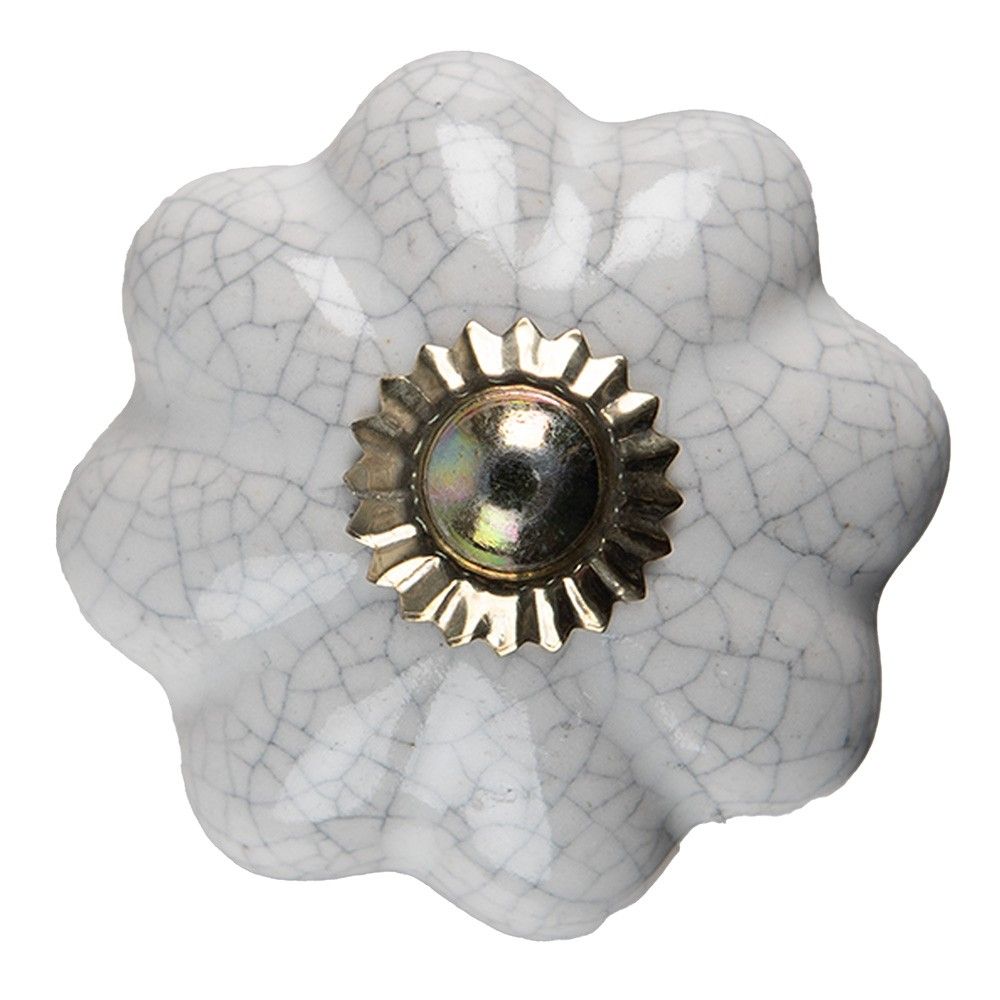 Bílá keramická úchytka knopka ve tvaru květiny - Ø 4*4 cm Clayre & Eef - LaHome - vintage dekorace