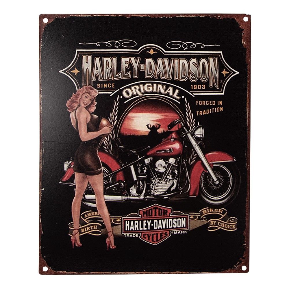 Černá nástěnná kovová cedule Harley Davidson - 20*1*25 cm Clayre & Eef - LaHome - vintage dekorace