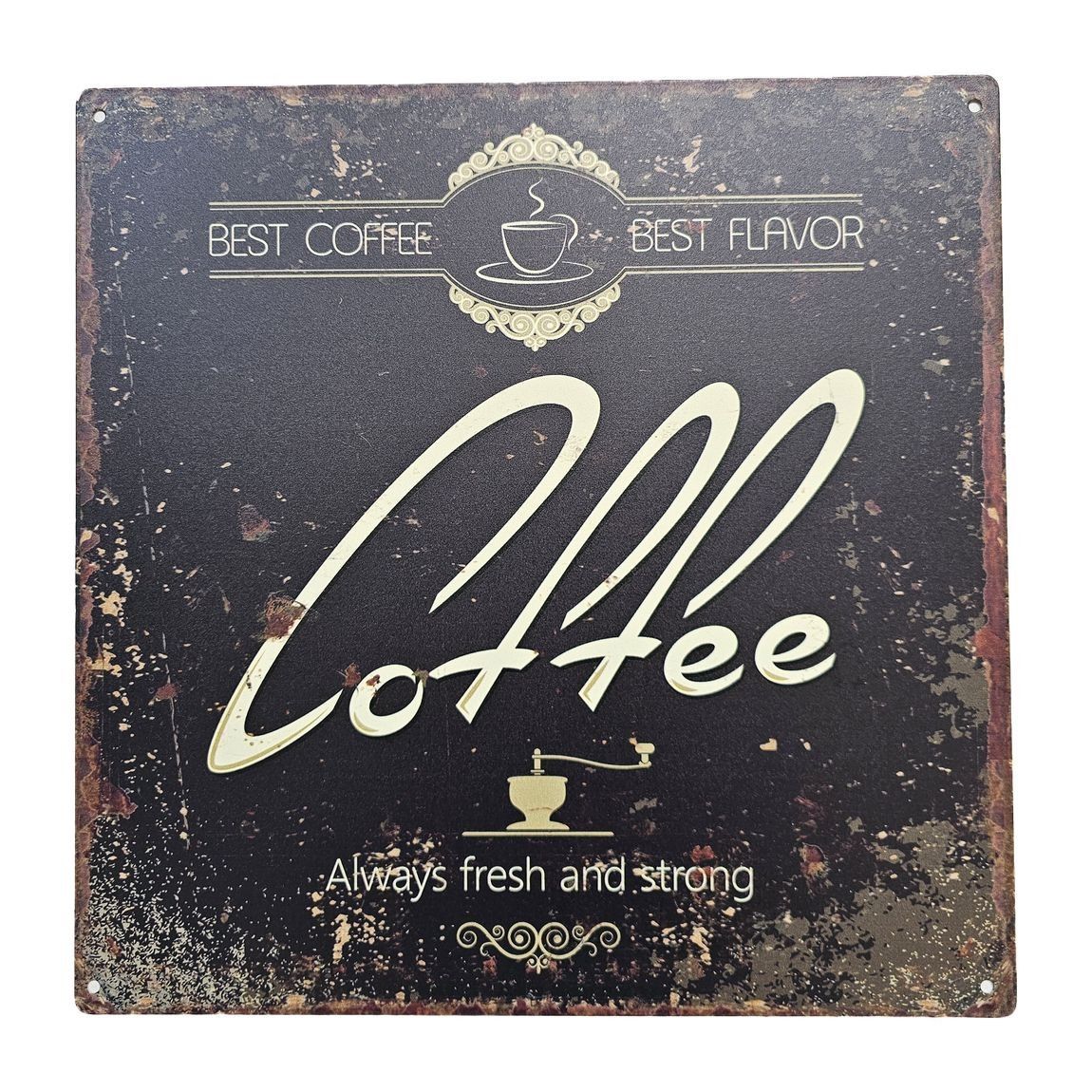 Černá antik nástěnná kovová cedule Coffee - 30*30 cm Ostatní - LaHome - vintage dekorace