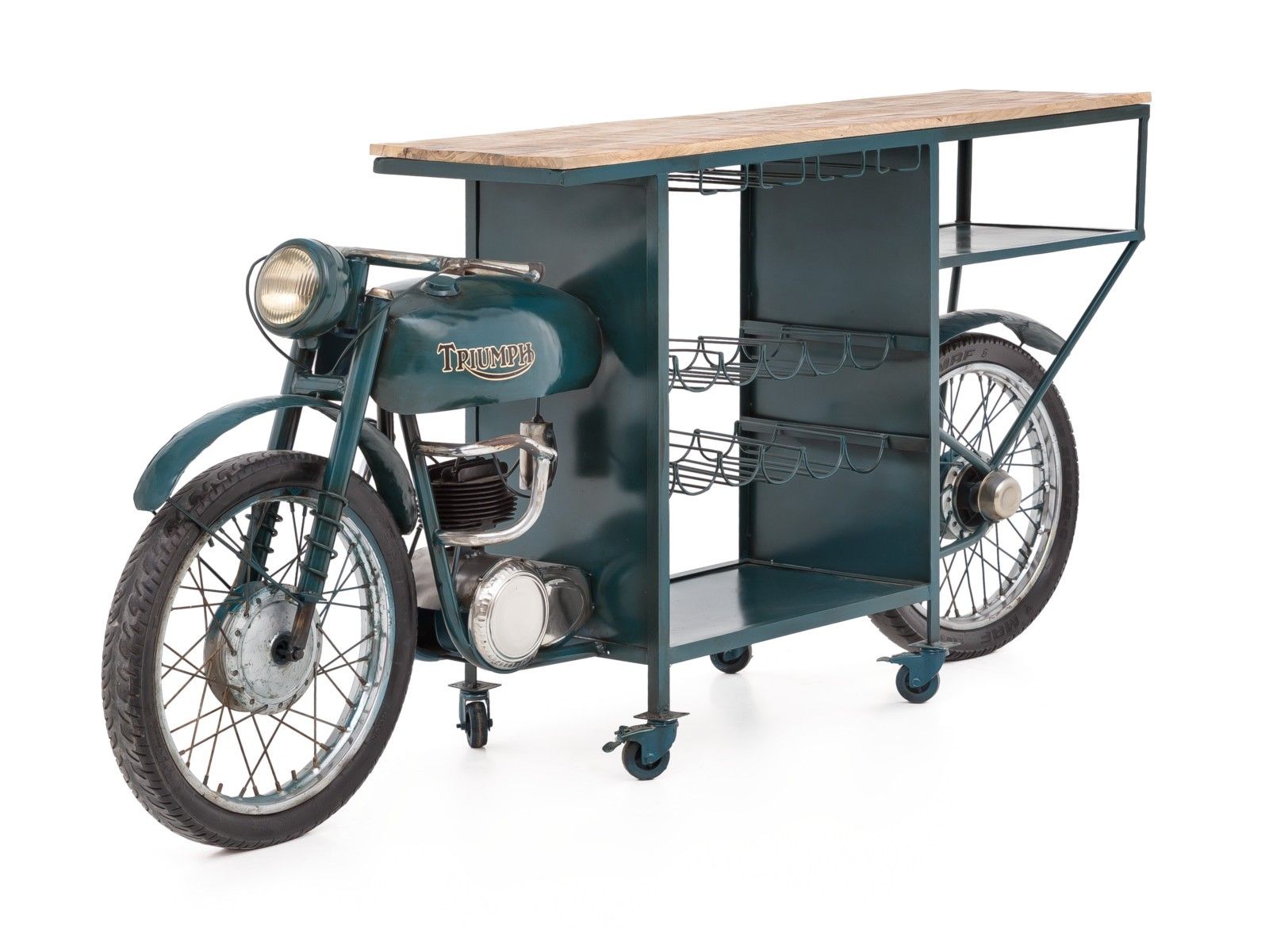 Barový pult s dřevěnou deskou Triumph Bike - 218*56*102cm Massivum - LaHome - vintage dekorace