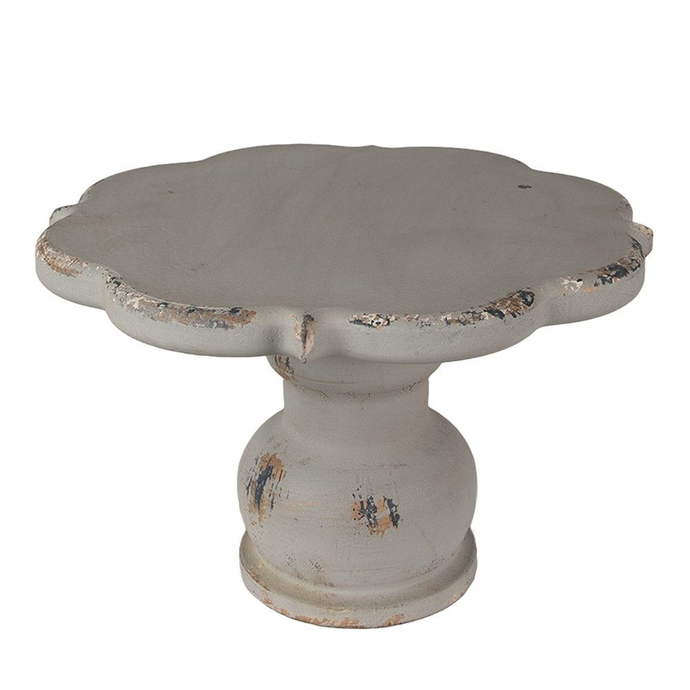 Šedý antik dřevěný dekorativní stojan na dort - Ø 26*17 cm Clayre & Eef - LaHome - vintage dekorace