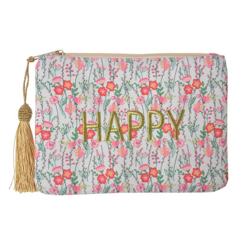 Růžovobílá dámská toaletní taška s květy Happy - 21*15 cm Clayre & Eef - LaHome - vintage dekorace