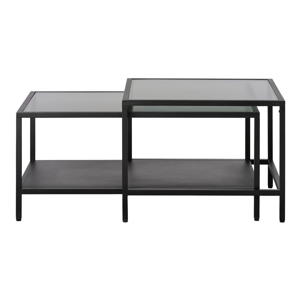 Černé skleněné konferenční stolky v sadě 2 ks 60x60 cm Bronco – Unique Furniture - Bonami.cz