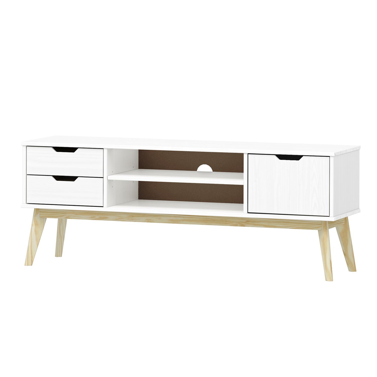 TV stolek 1 dveře + 2 zásuvky BONITO bílý lak - IDEA nábytek