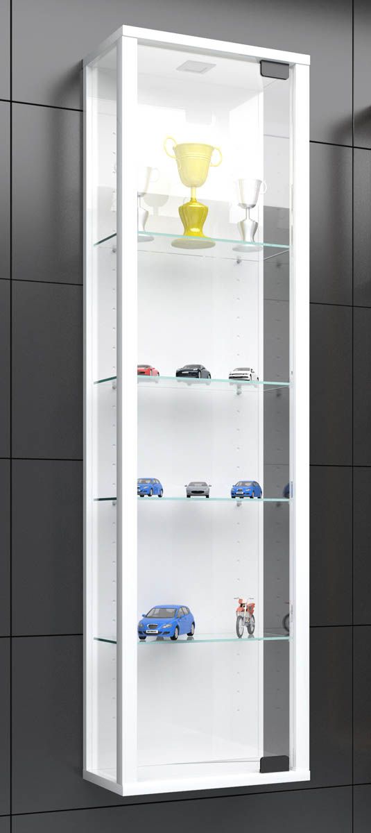 VCM Nástěnná vitrína Stano Mini s LED osvětlením, bílá - Velký Košík