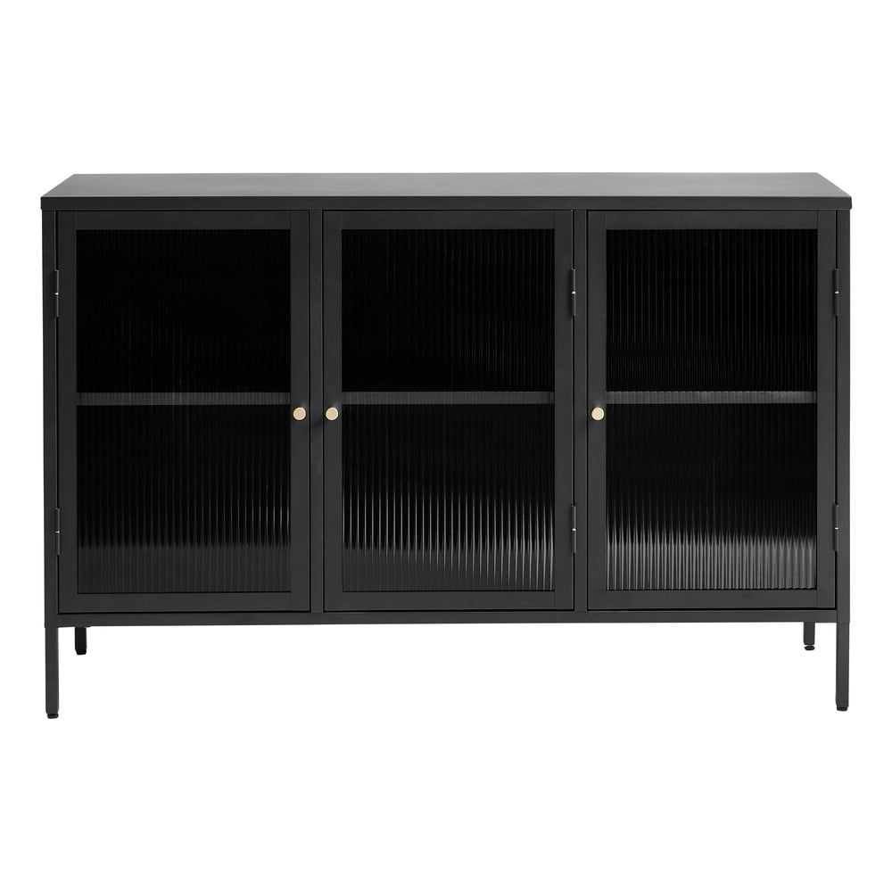 Černá kovová vitrína 132x85 cm Bronco – Unique Furniture - Bonami.cz