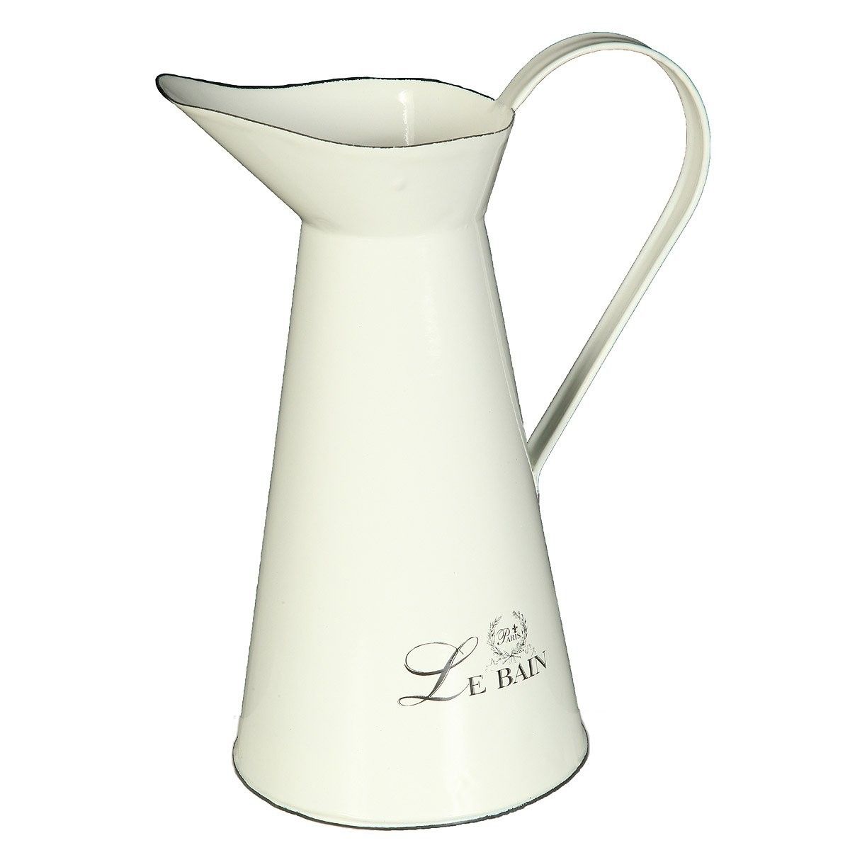 Krémový smaltovaný džbán s nápisem Le Bain - 20*Ø13*26cm/ 1,5L Ambiente - LaHome - vintage dekorace
