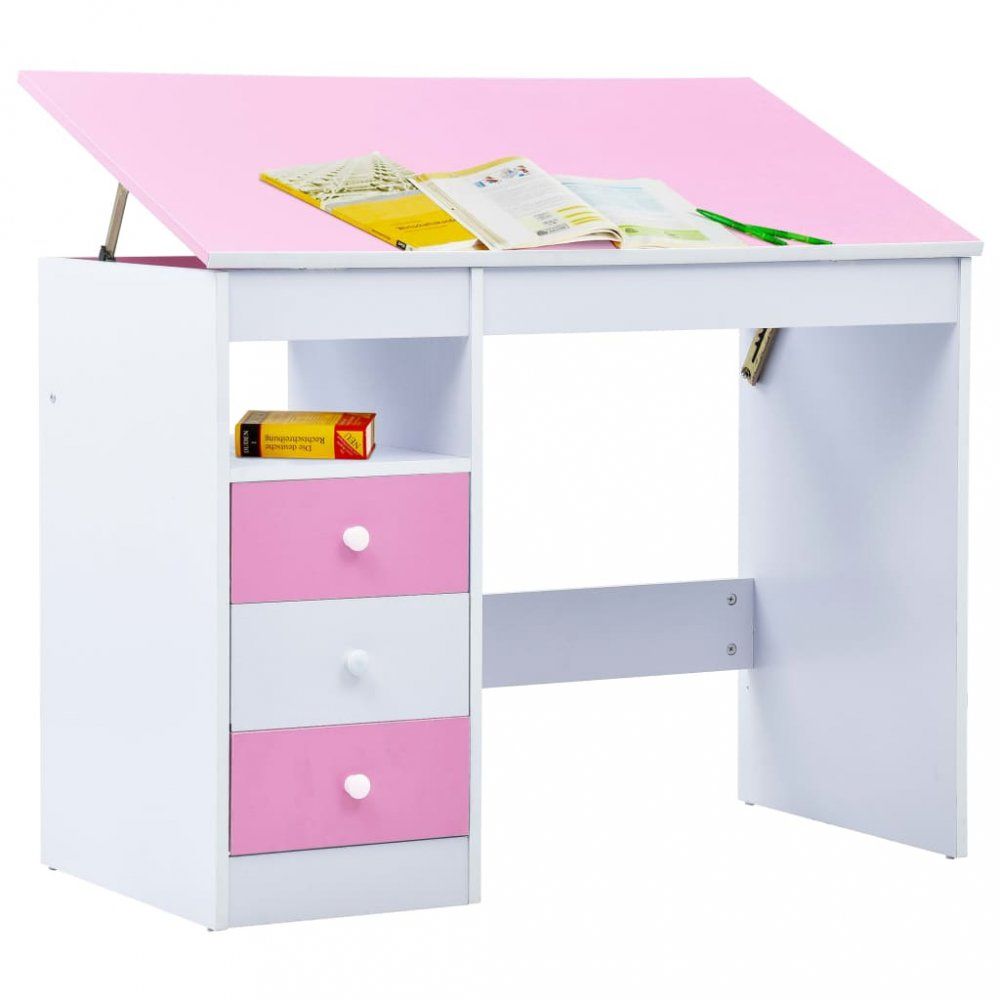 Dětský psací stůl náklopný Dekorhome Růžová - DEKORHOME.CZ