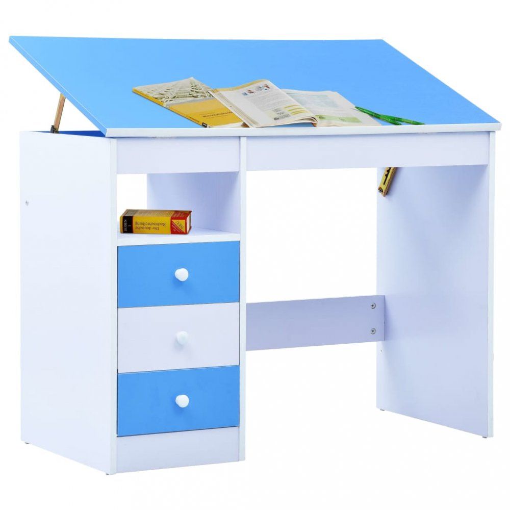Dětský psací stůl náklopný Dekorhome Modrá - DEKORHOME.CZ