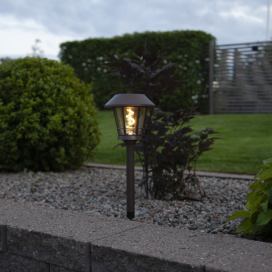 Hnědé venkovní solární LED svítidlo Star Trading Fergus, výška 35 cm