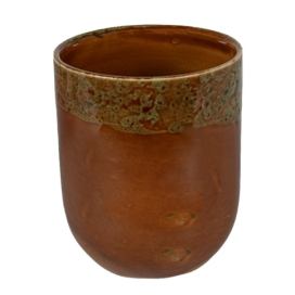 Hnědozelený keramický kalíšek na čaj - ∅ 7*8 cm / 0,15L Clayre & Eef