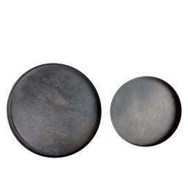 2ks granitový antik dekorační kovový podnos Coal - Ø 21*2cm Chic Antique