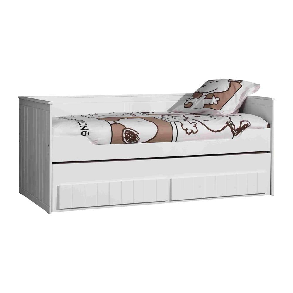 Bílá dětská postel z borovicového dřeva s výsuvným lůžkem s úložným prostorem 90x200 cm Robin – Vipack - Bonami.cz