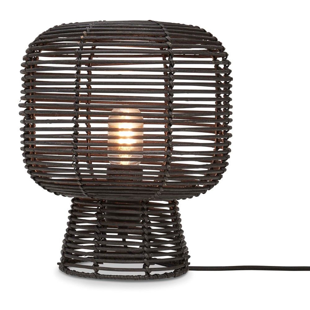 Černá stolní lampa s ratanovým stínidlem (výška 30 cm) Tanami – Good&Mojo - Bonami.cz