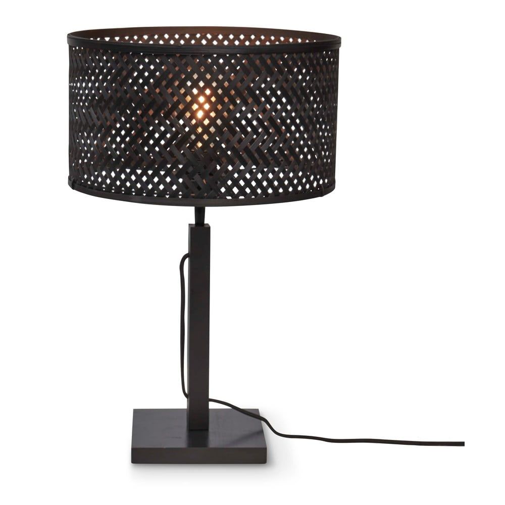 Černá stolní lampa s bambusovým stínidlem (výška 38 cm) Java – Good&Mojo - Bonami.cz