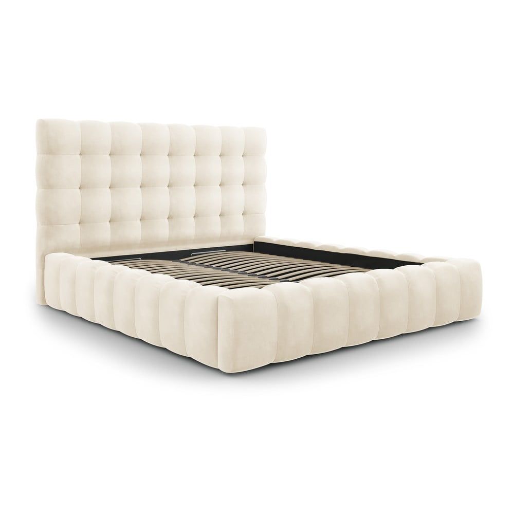 Béžová čalouněná dvoulůžková postel s úložným prostorem s roštem 180x200 cm Bali – Cosmopolitan Design - Bonami.cz