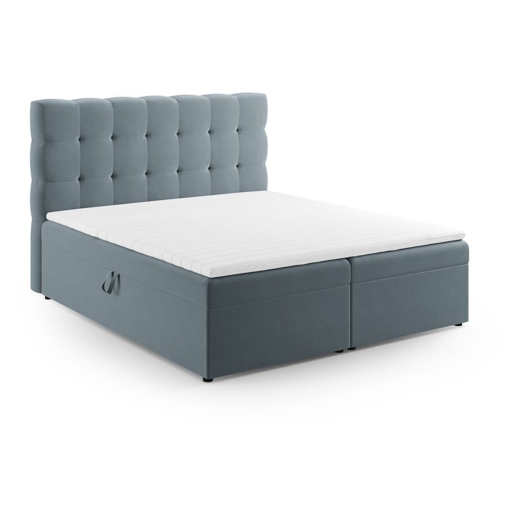 Světle modrá boxspring postel s úložným prostorem 160x200 cm Bali – Cosmopolitan Design - Bonami.cz