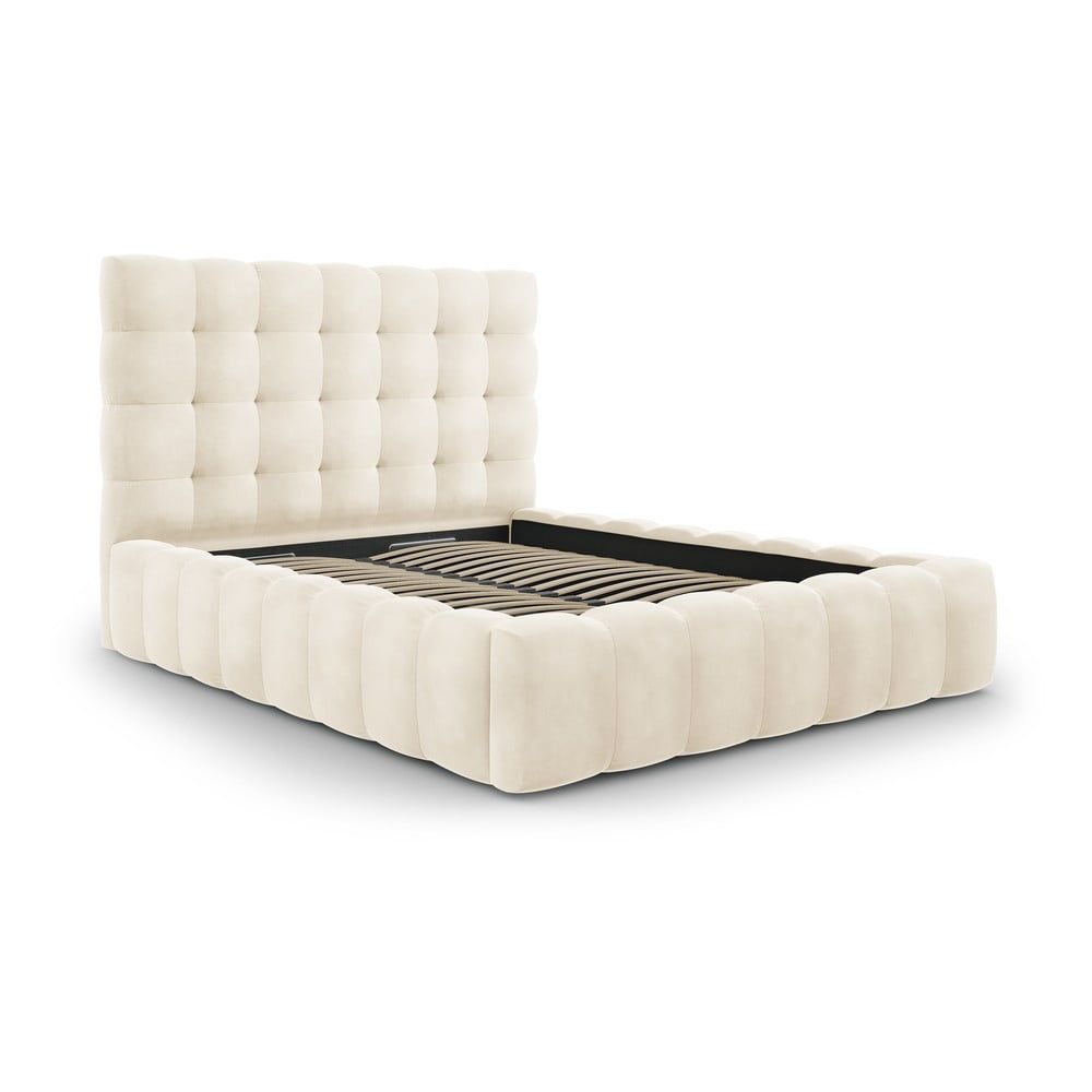 Béžová čalouněná dvoulůžková postel s úložným prostorem s roštem 160x200 cm Bali – Cosmopolitan Design - Bonami.cz