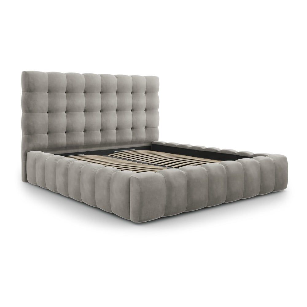 Světle šedá čalouněná dvoulůžková postel s úložným prostorem s roštem 180x200 cm Bali – Cosmopolitan Design - Bonami.cz