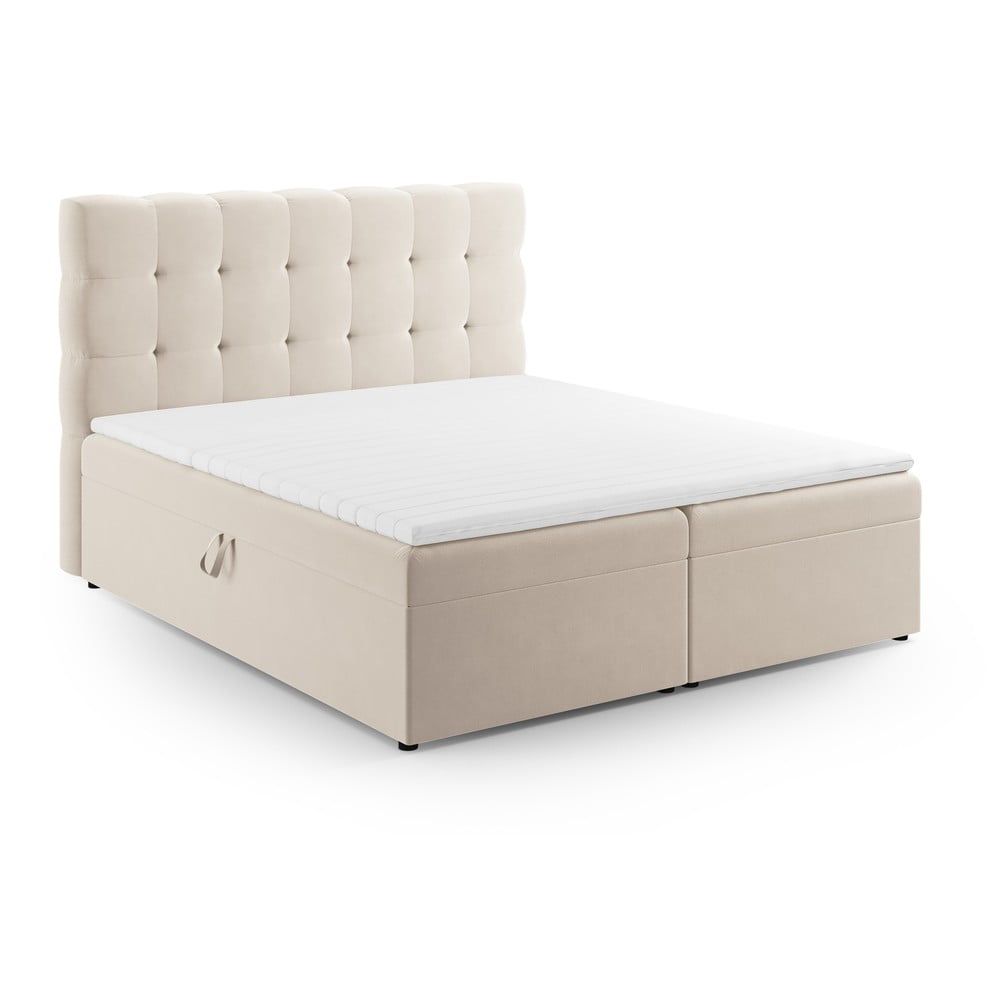 Béžová boxspring postel s úložným prostorem 180x200 cm Bali – Cosmopolitan Design - Bonami.cz