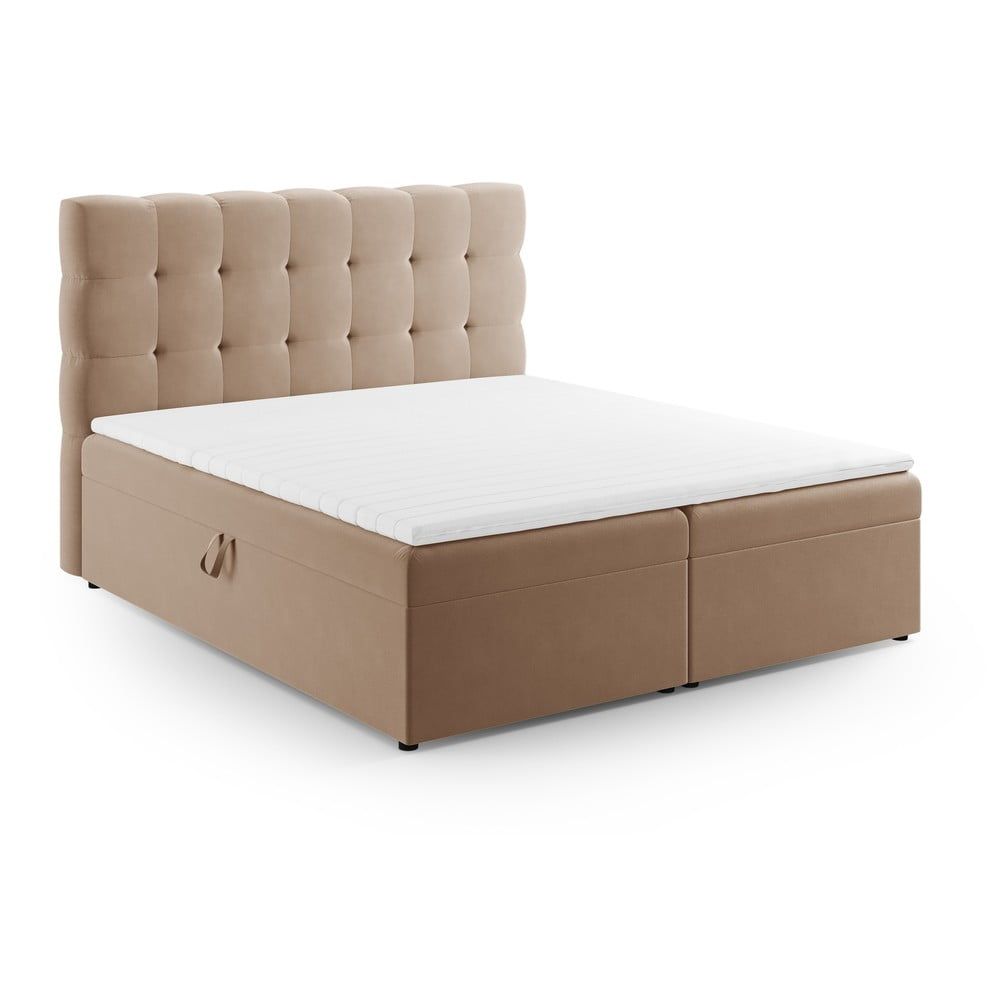 Světle hnědá boxspring postel s úložným prostorem 180x200 cm Bali – Cosmopolitan Design - Bonami.cz