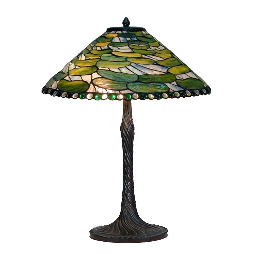 Zelená stolní lampa Tiffany Carina - Ø 51x75 cm E27/max 2x60W Clayre & Eef - LaHome - vintage dekorace