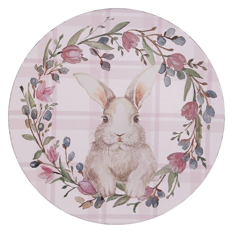 Růžový servírovací talíř s králíčkem Bunny - Ø 33*1 cm Clayre & Eef - LaHome - vintage dekorace
