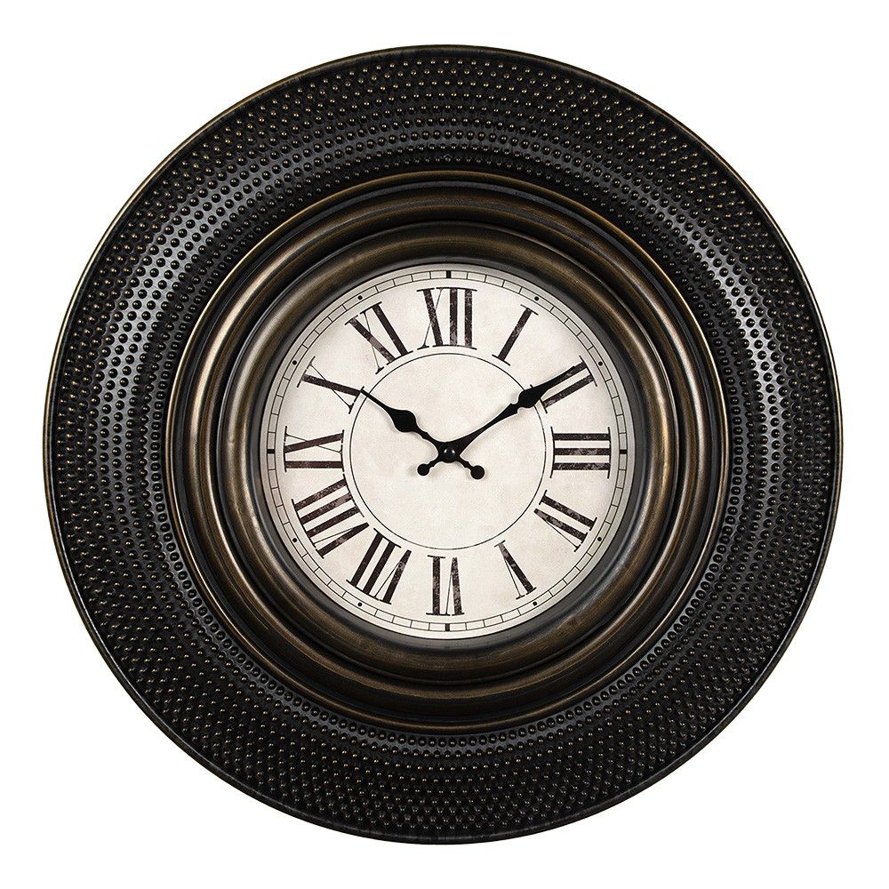 Černohnědé antik nástěnné hodiny s římskými číslicemi - Ø 51*5 cm / 1*AA Clayre & Eef - LaHome - vintage dekorace
