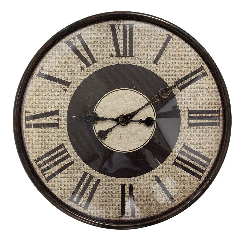 Béžovohnědé nástěnné hodiny - Ø 50*6 cm / 1*AA Clayre & Eef - LaHome - vintage dekorace