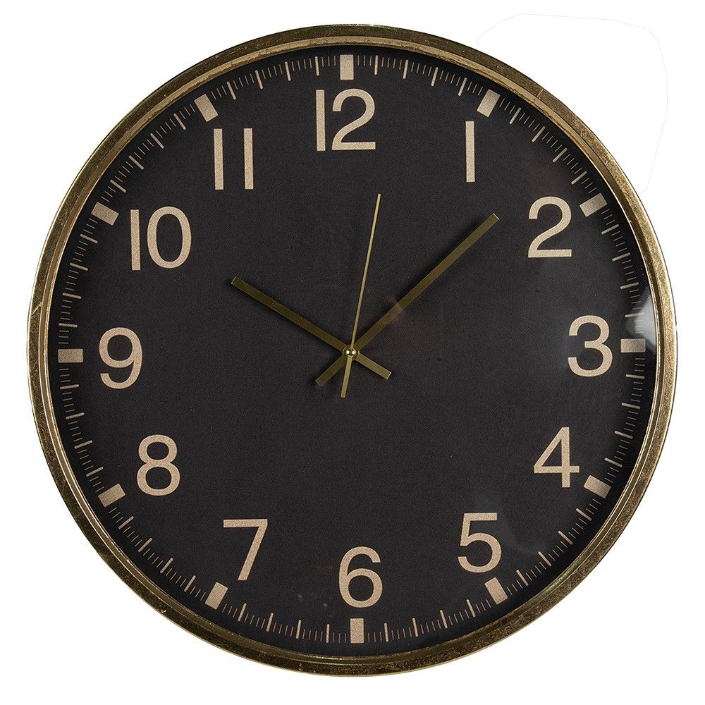 Černozlaté antik nástěnné hodiny - Ø 50*5 cm / 1*AA Clayre & Eef - LaHome - vintage dekorace