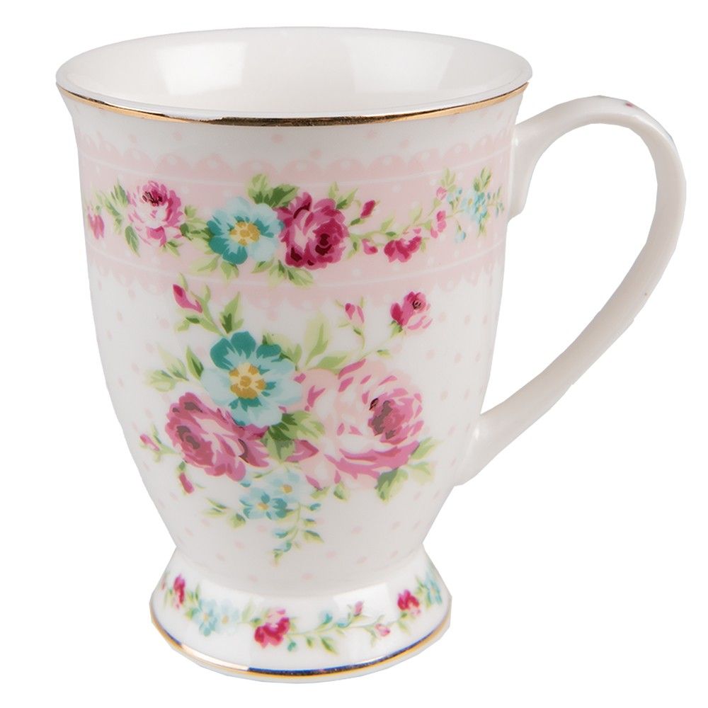 Růžový porcelánový hrneček Laverne - 12*9*10 cm / 296 ml Clayre & Eef - LaHome - vintage dekorace
