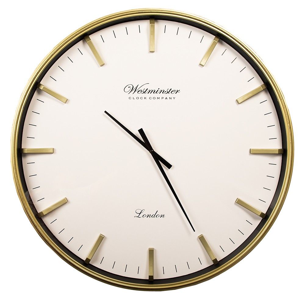 Béžovo - zlaté nástěnné hodiny Milli - Ø 76*6 cm / 1*AA Clayre & Eef - LaHome - vintage dekorace