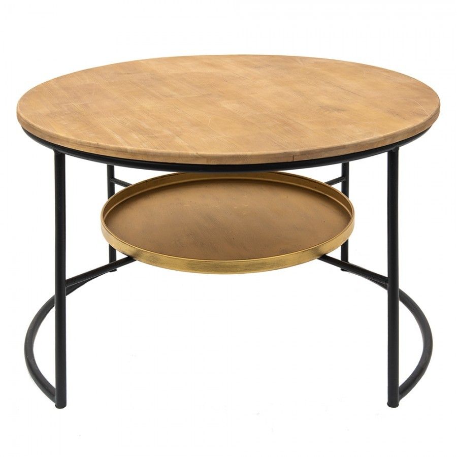 Kulatý hnědý konferenční stolek Davide - Ø 81*52 cm Clayre & Eef - LaHome - vintage dekorace