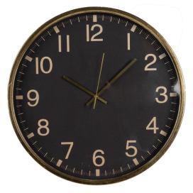 Černozlaté antik nástěnné hodiny - Ø 50*5 cm / 1*AA Clayre & Eef